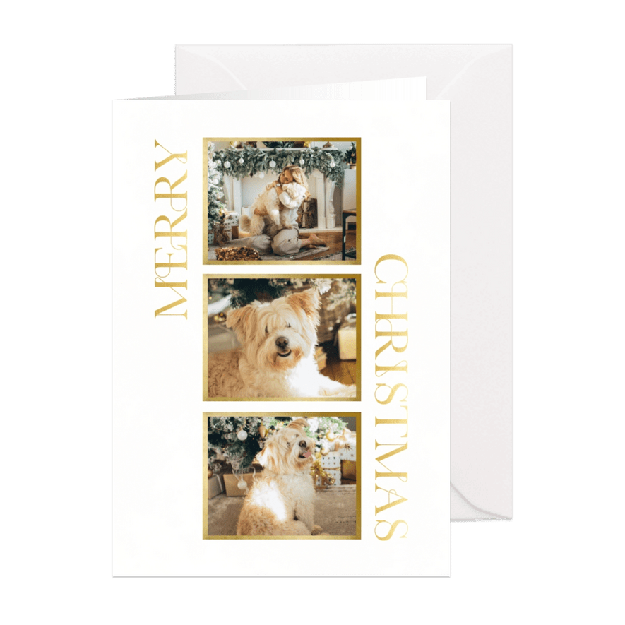 Weihnachtskarte mit Fotocollage 'Merry Christmas' Goldlook - Karteneindruck
