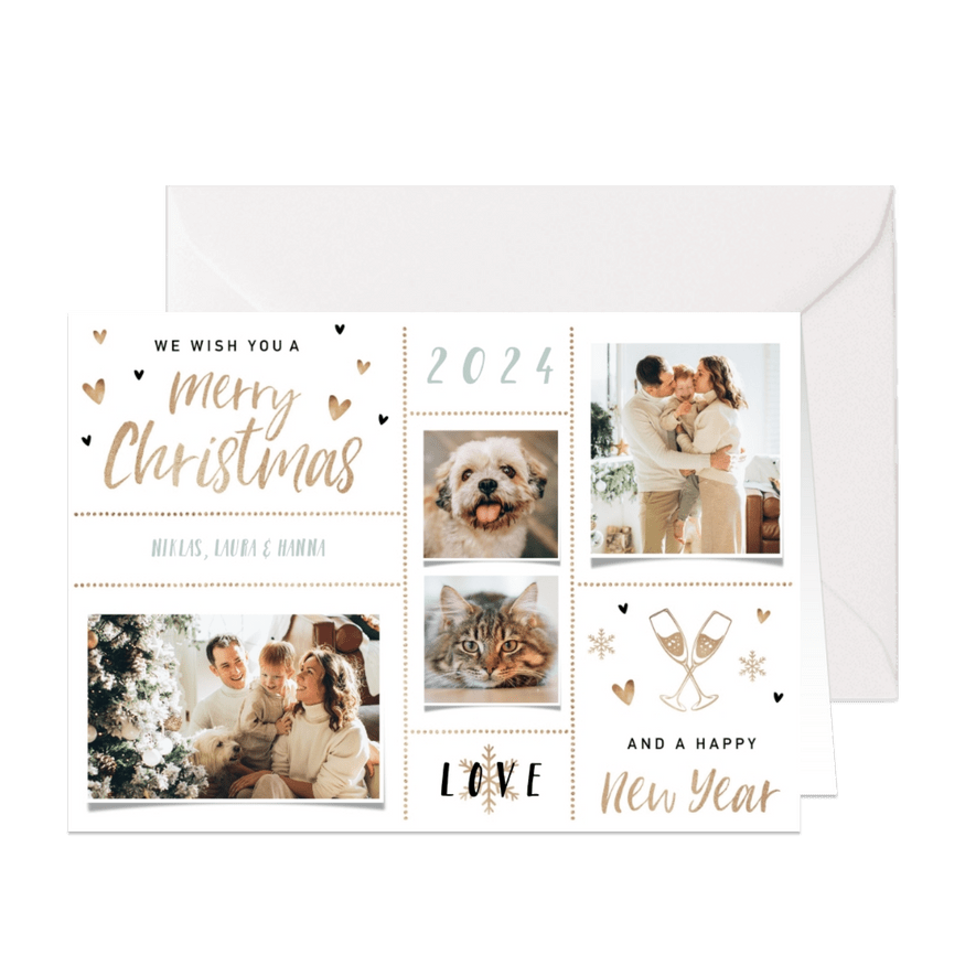 Weihnachtskarte mit Fotocollage und Handlettering - Karteneindruck
