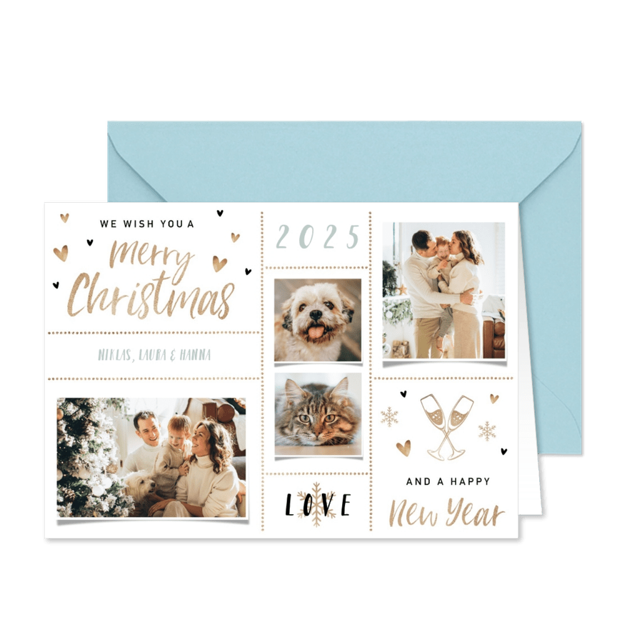 Weihnachtskarte mit Fotocollage und Handlettering - Karteneindruck