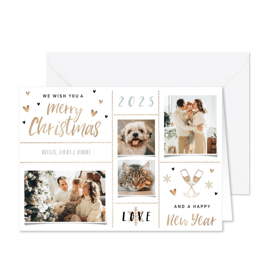 Weihnachtskarte mit Fotocollage und Handlettering - Karteneindruck