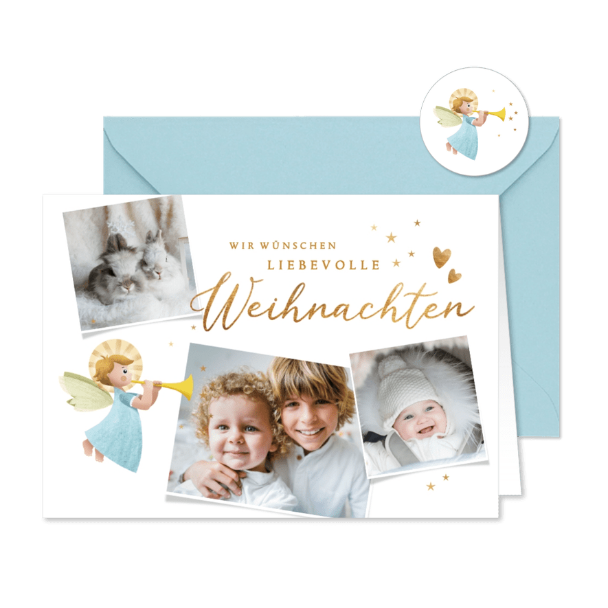 Weihnachtskarte mit Fotos liebevolle Weihnachten - Karteneindruck
