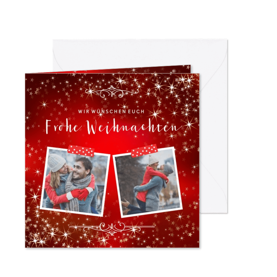 Weihnachtskarte mit Fotos und eleganten Sternen - Karteneindruck