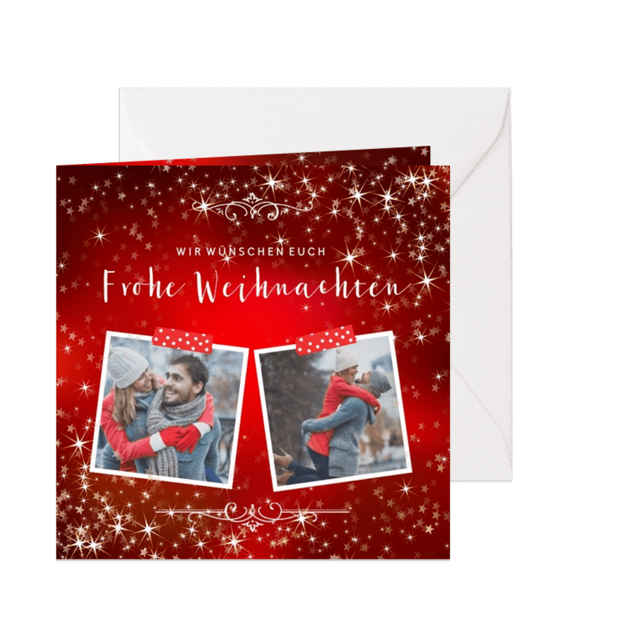 Weihnachtskarte mit Fotos und eleganten Sternen - Karteneindruck
