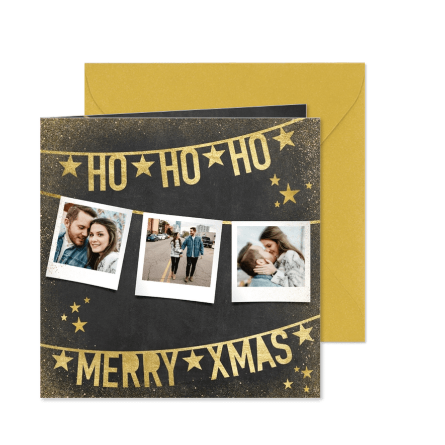 Weihnachtskarte mit Fotos und Text in Goldlook - Kartenvorschau