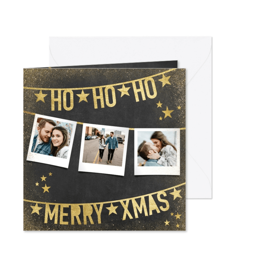 Weihnachtskarte mit Fotos und Text in Goldlook - Karteneindruck