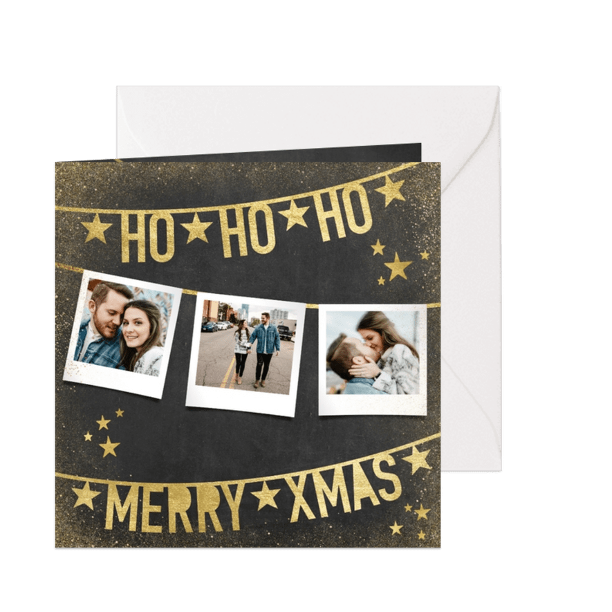 Weihnachtskarte mit Fotos und Text in Goldlook - Karteneindruck
