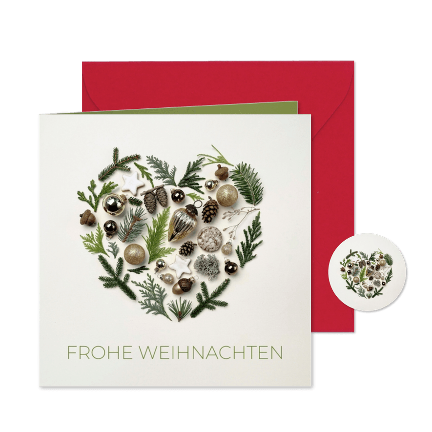 Weihnachtskarte mit Herz-Collage - Karteneindruck