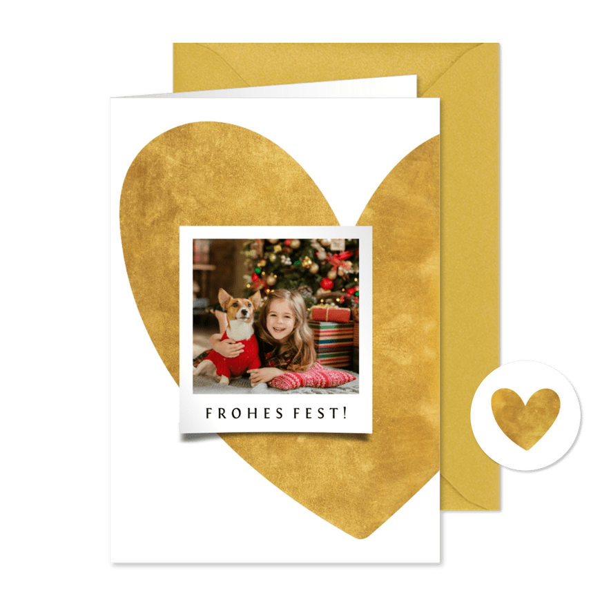 Weihnachtskarte mit Herz & Foto - Karteneindruck
