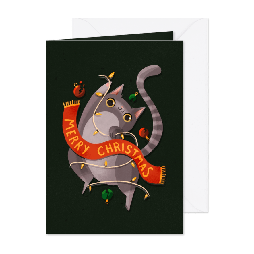 Weihnachtskarte mit lustiger Katze - Karteneindruck