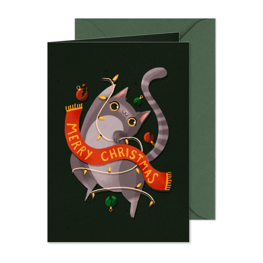 Weihnachtskarte mit lustiger Katze - Karteneindruck
