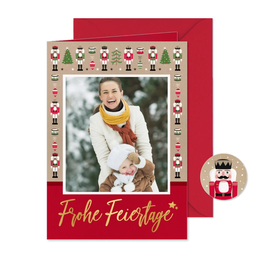 Weihnachtskarte mit Nussknacker Rahmen & großem Foto - Karteneindruck