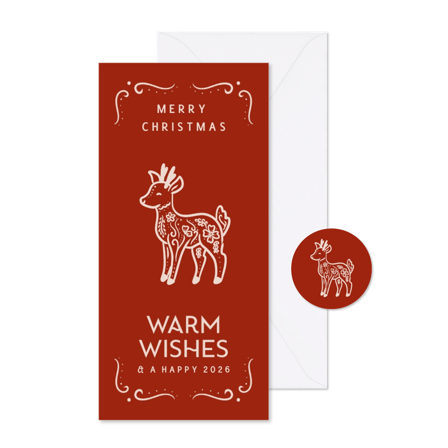 Weihnachtskarte mit Reh Folklorelook - Karteneindruck