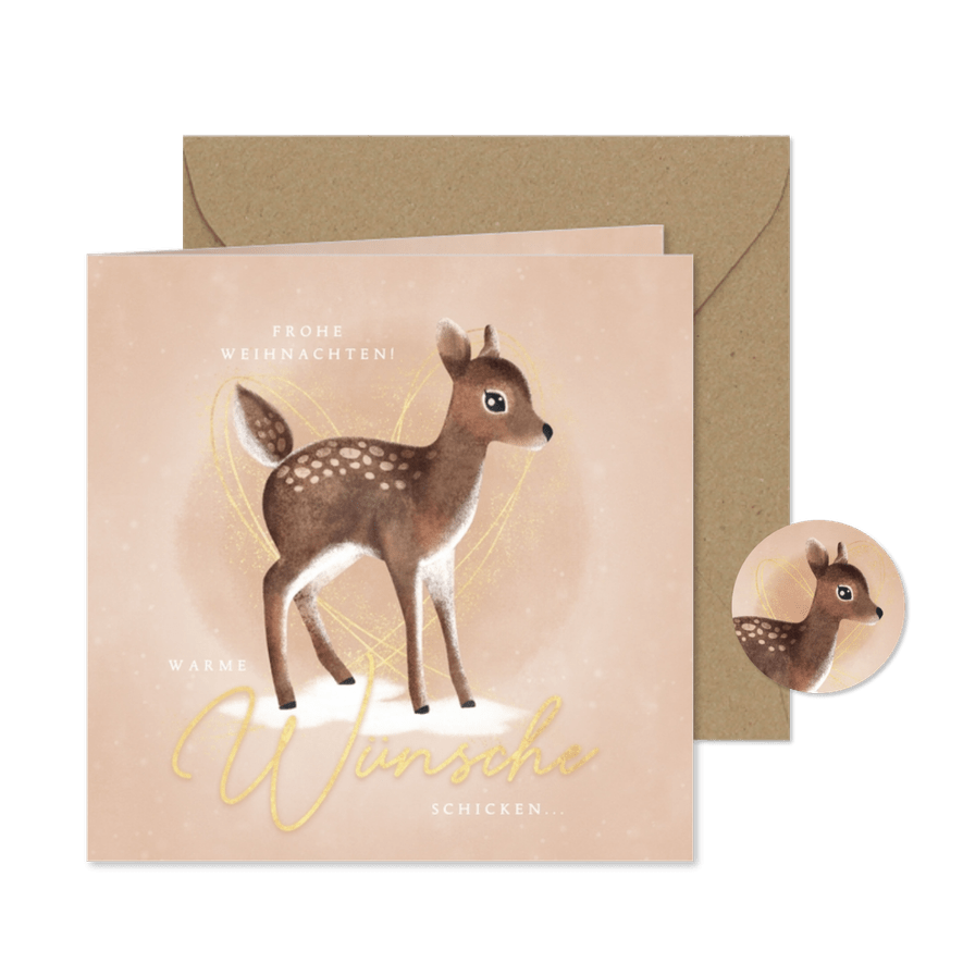 Weihnachtskarte mit Rehkitz - Karteneindruck
