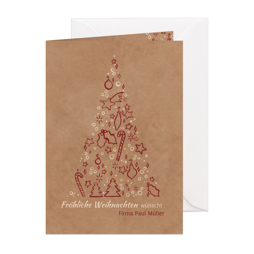 Weihnachtskarte mit Weihnachtsbaum-Illustration - Karteneindruck
