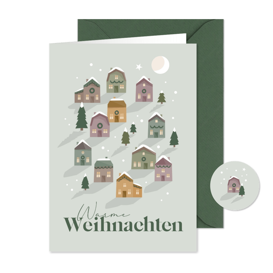 Weihnachtskarte mit Weihnachtsdorf - Kartenvorschau