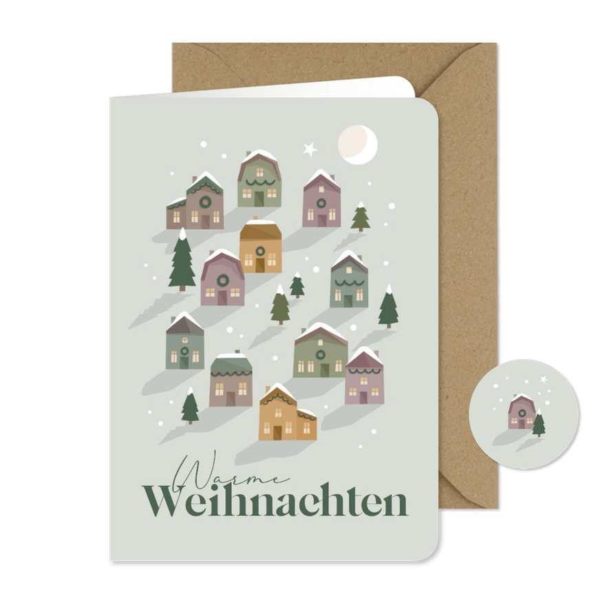 Weihnachtskarte mit Weihnachtsdorf - Karteneindruck