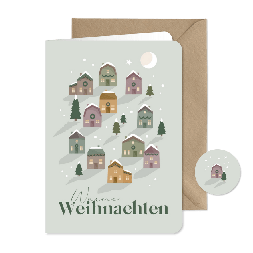 Weihnachtskarte mit Weihnachtsdorf  - Karteneindruck
