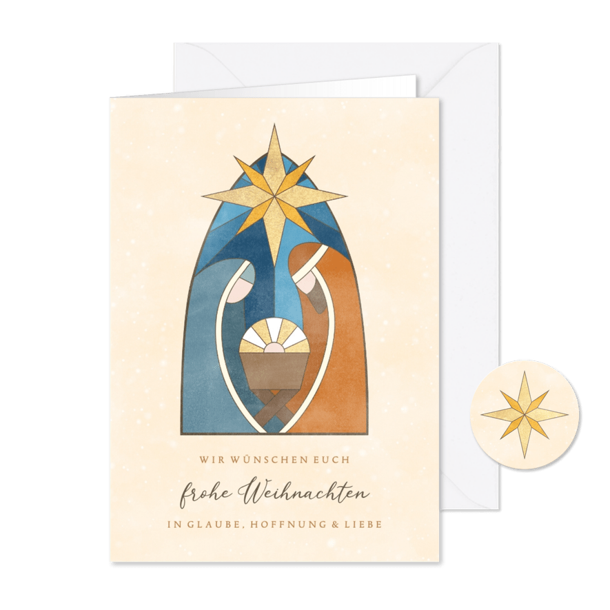Weihnachtskarte mit Weihnachtskrippe - Karteneindruck
