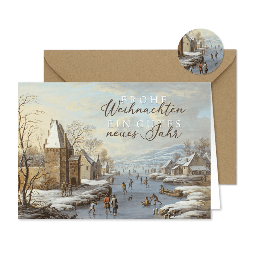 Weihnachtskarte mit Wintergemälde - Karteneindruck