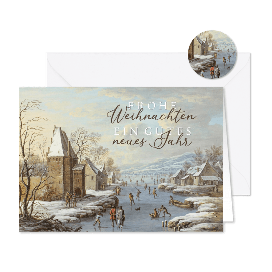 Weihnachtskarte mit Wintergemälde - Karteneindruck