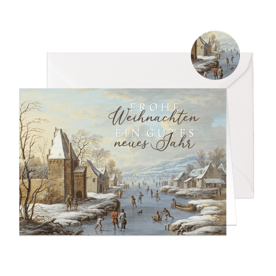 Weihnachtskarte mit Wintergemälde - Karteneindruck
