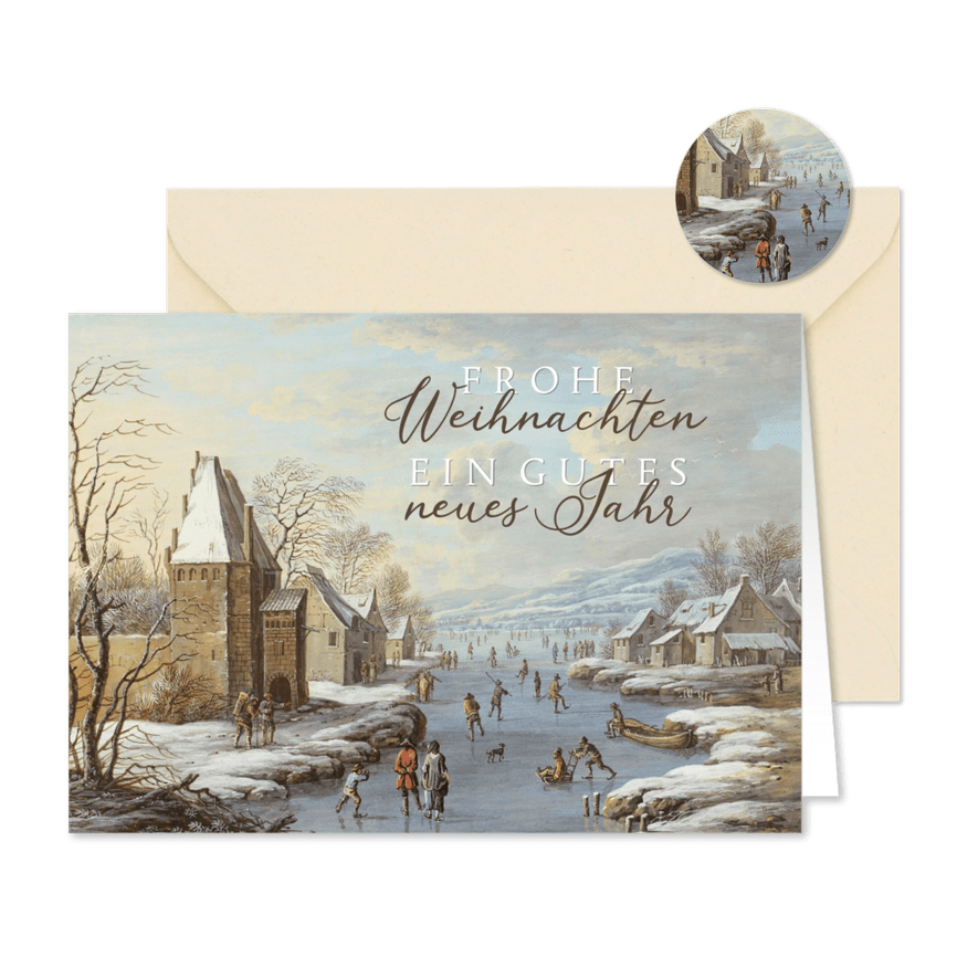 Weihnachtskarte mit Wintergemälde - Karteneindruck