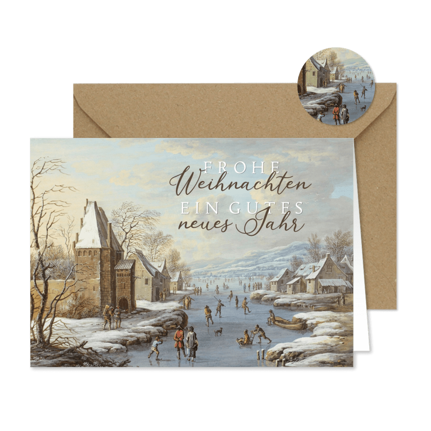 Weihnachtskarte mit Wintergemälde - Karteneindruck
