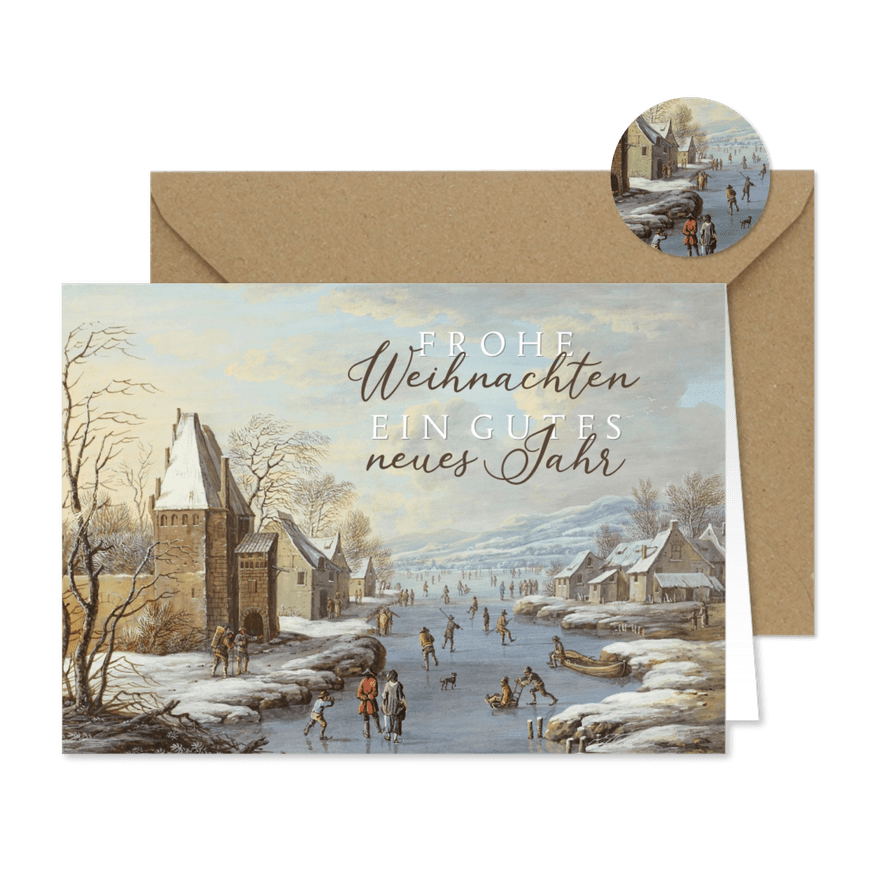 Weihnachtskarte mit Wintergemälde - Karteneindruck