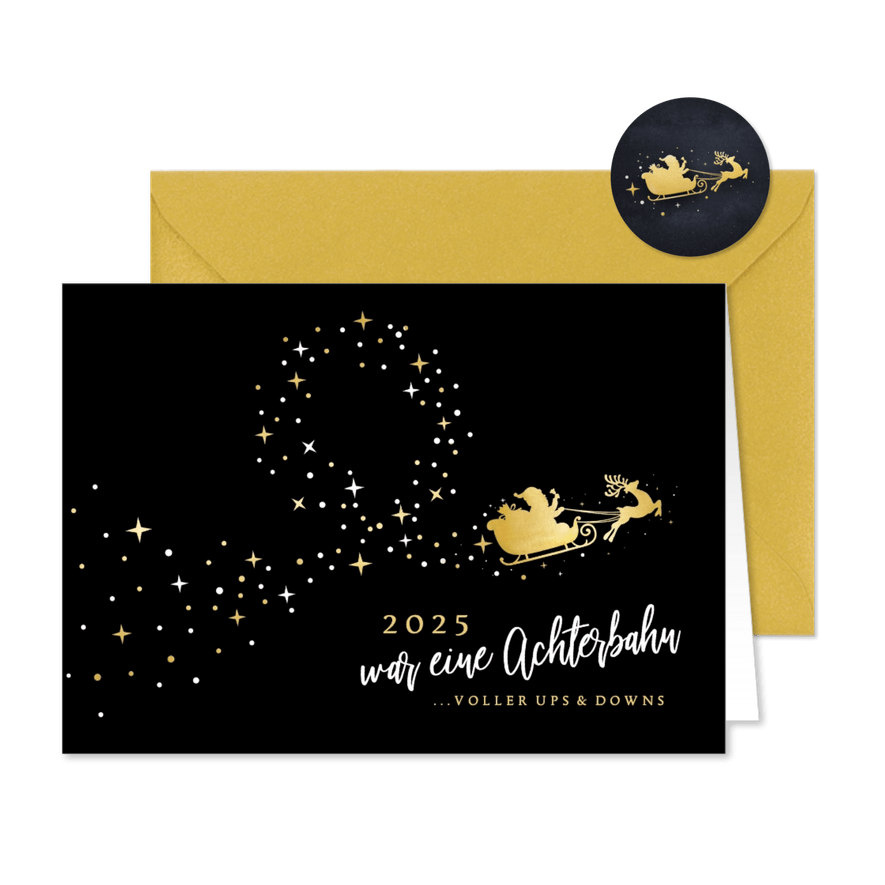 Weihnachtskarte Mitarbeiter 'Achterbahn' - Karteneindruck