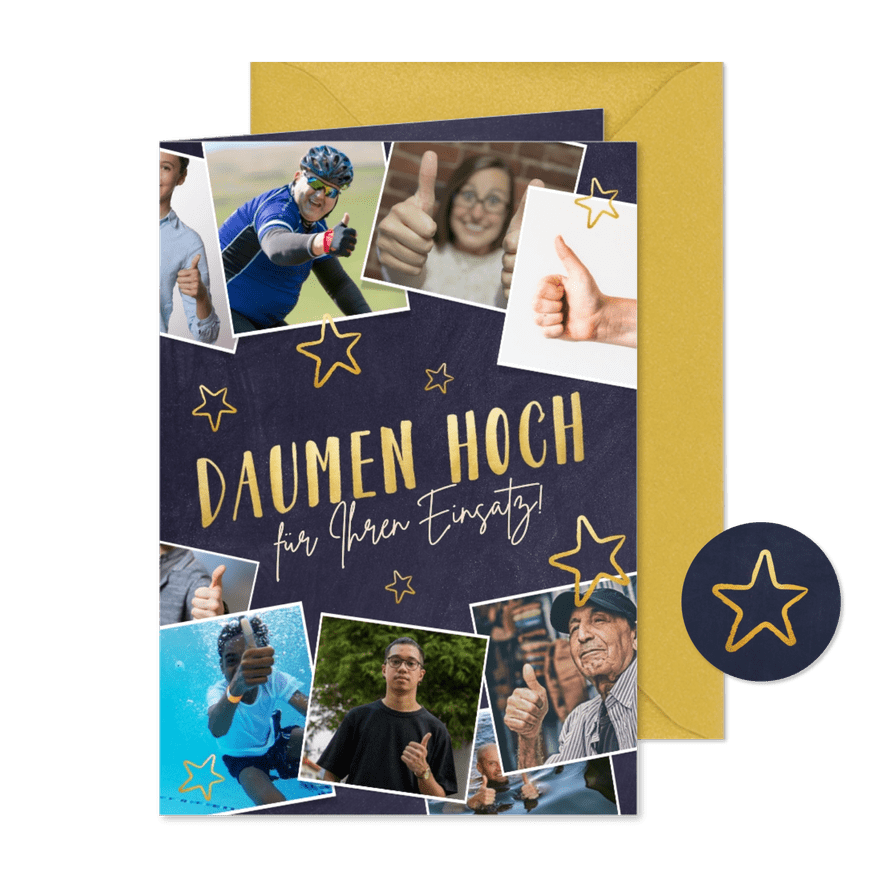 Weihnachtskarte Mitarbeiter Daumen hoch - Karteneindruck