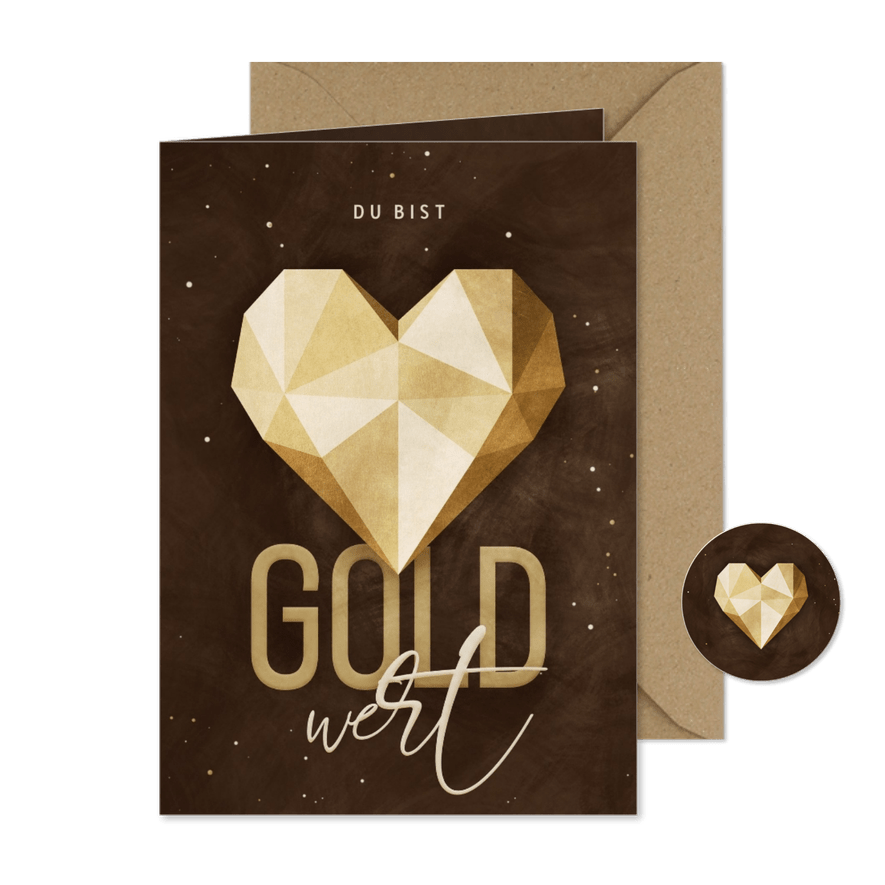 Weihnachtskarte Mitarbeiter 'Gold wert' - Karteneindruck
