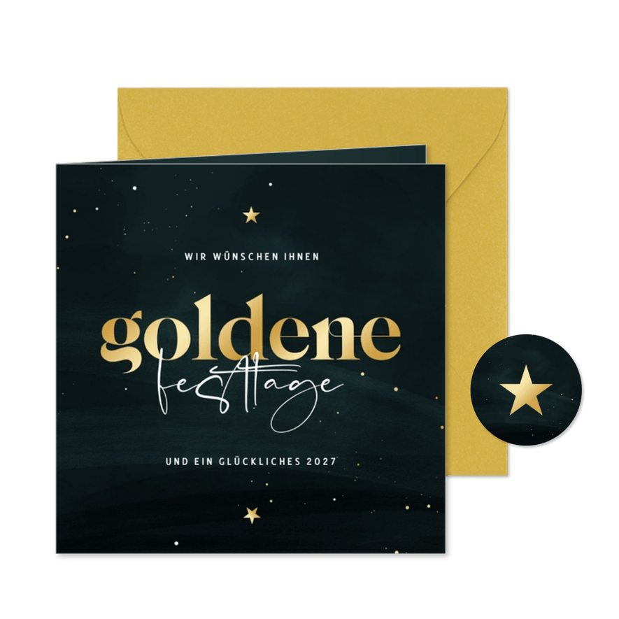 Weihnachtskarte Mitarbeiter 'Goldene Festtage' - Kartenvorschau
