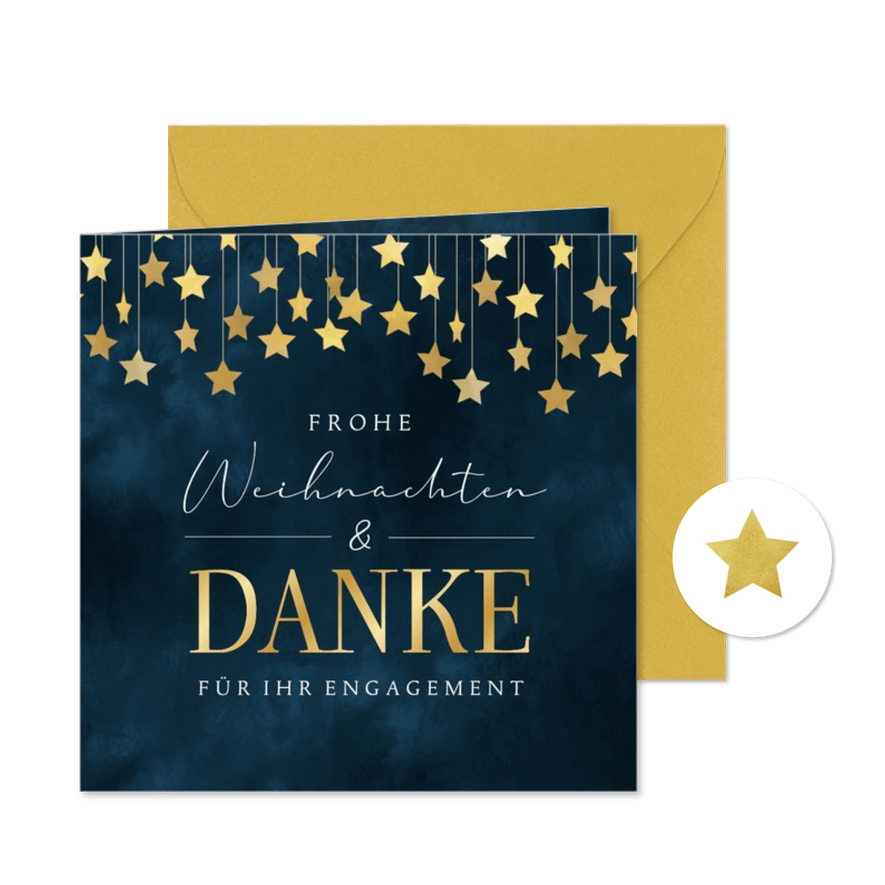 Weihnachtskarte Mitarbeiter Sterneregen - Karteneindruck