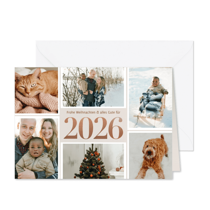 Weihnachtskarte moderne Fotocollage mit Jahreszahl - Karteneindruck