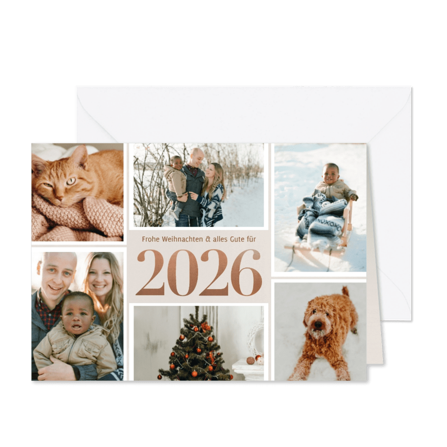 Weihnachtskarte moderne Fotocollage mit Jahreszahl - Karteneindruck
