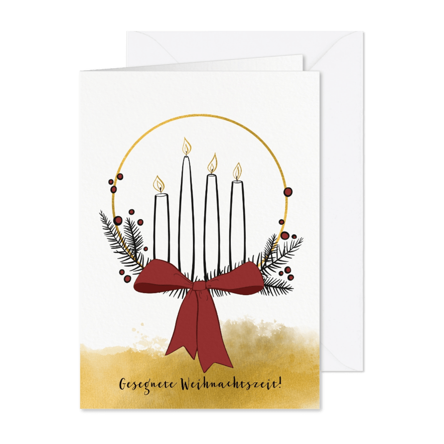 Weihnachtskarte moderner Adventskranz - Karteneindruck