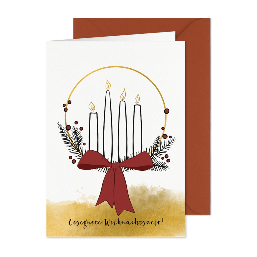Weihnachtskarte moderner Adventskranz - Karteneindruck

