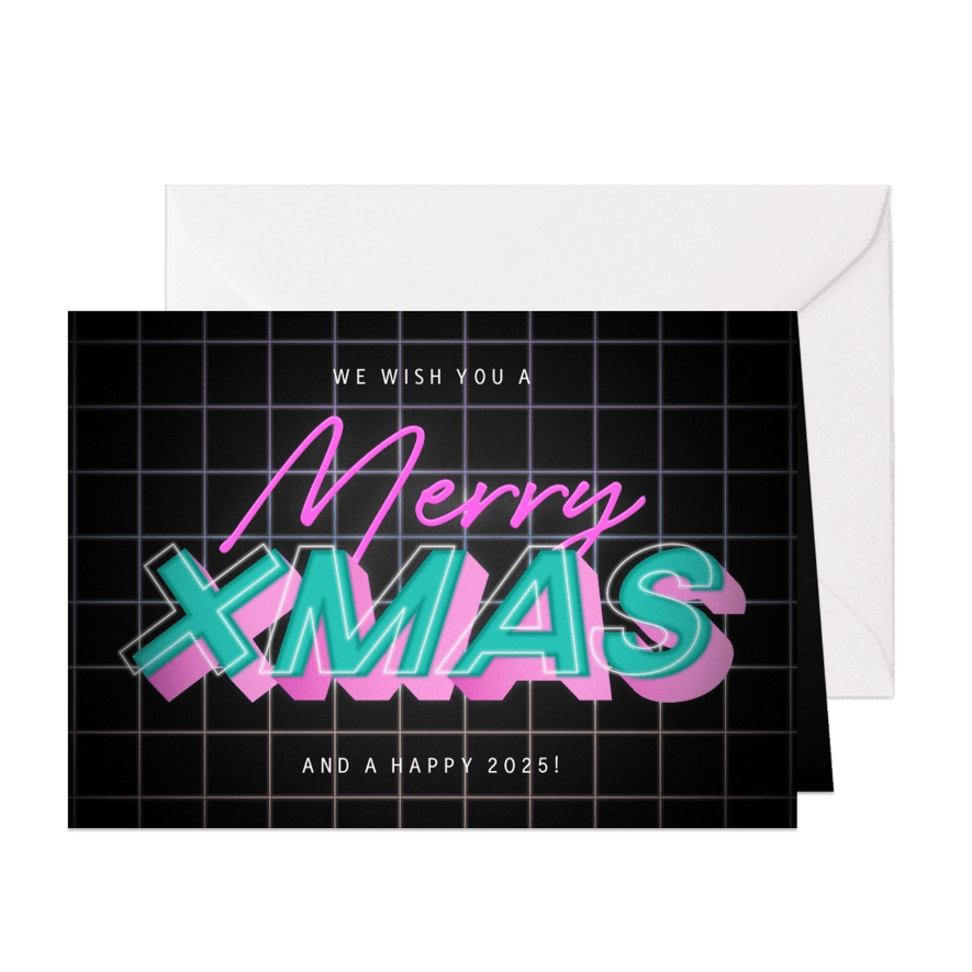 Weihnachtskarte Neonlook 'Merry XMAS' - Karteneindruck
