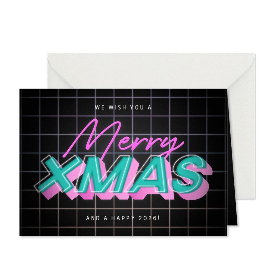 Weihnachtskarte Neonlook 'Merry XMAS' - Karteneindruck
