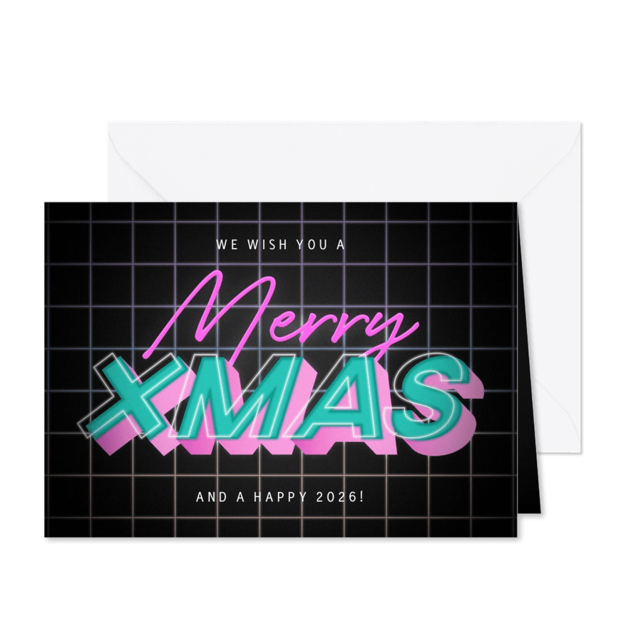 Weihnachtskarte Neonlook 'Merry XMAS' - Karteneindruck