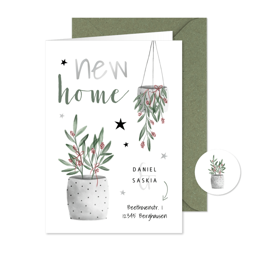 Weihnachtskarte New Home Pflanzen - Karteneindruck