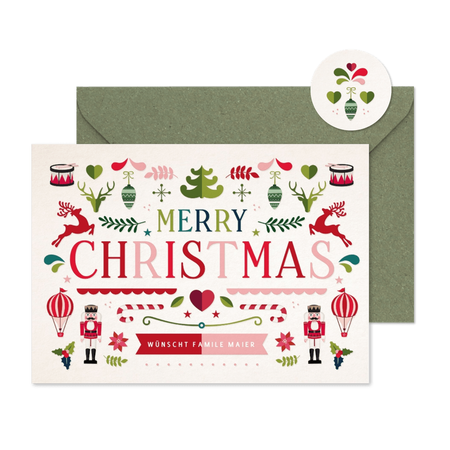 Weihnachtskarte nostalgische Illustrationen - Karteneindruck
