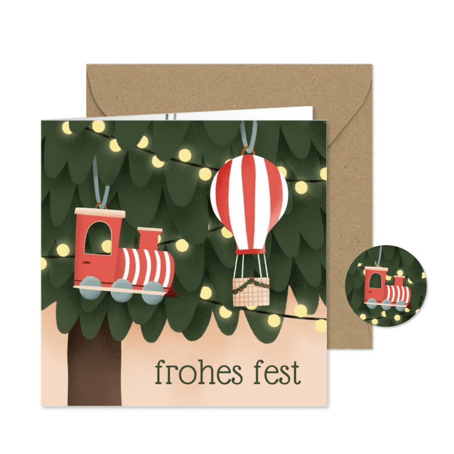 Weihnachtskarte nostalgisches Spielzeug Weihnachtsbaum - Karteneindruck
