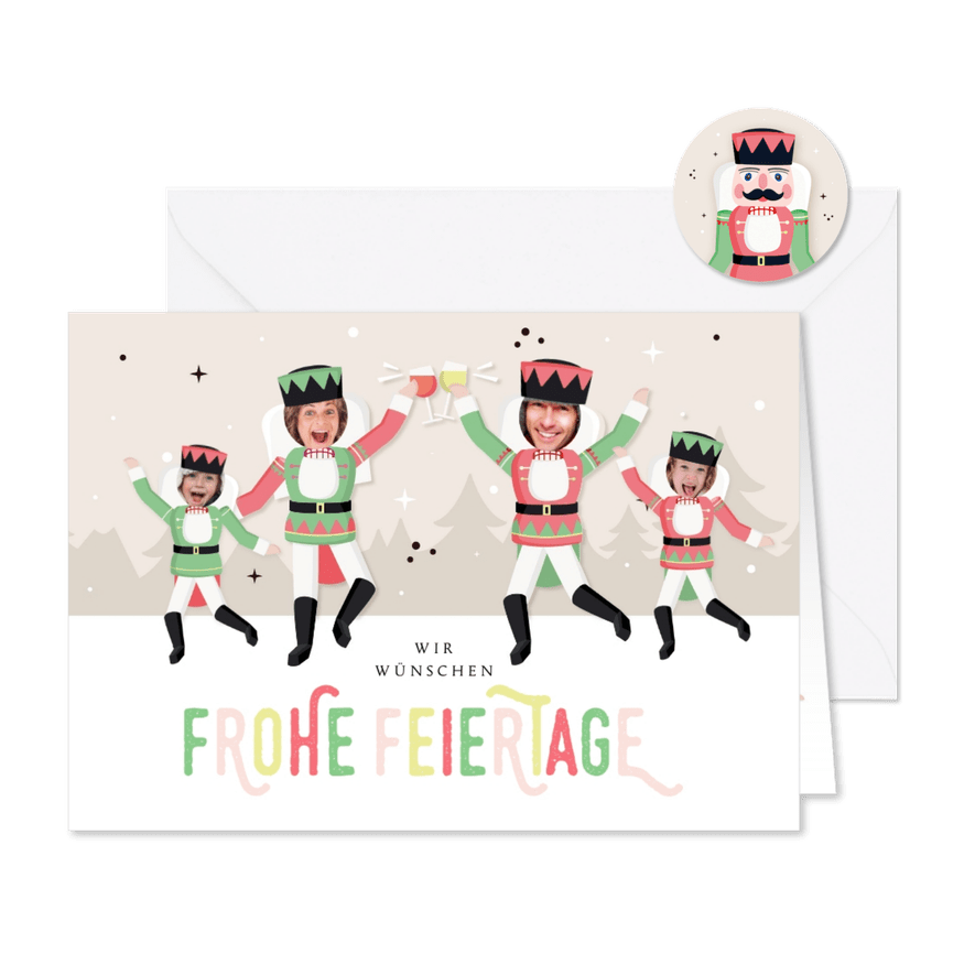 Weihnachtskarte Nussknacker mit Fotos - Karteneindruck