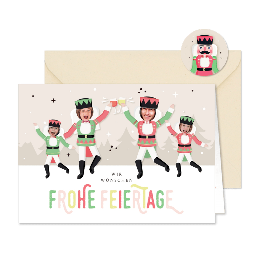 Weihnachtskarte Nussknacker mit Fotos - Karteneindruck