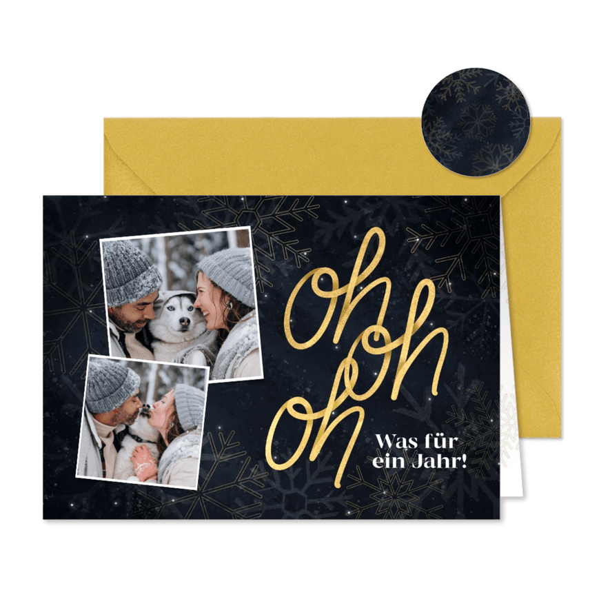 Weihnachtskarte Oh, oh, oh - Karteneindruck