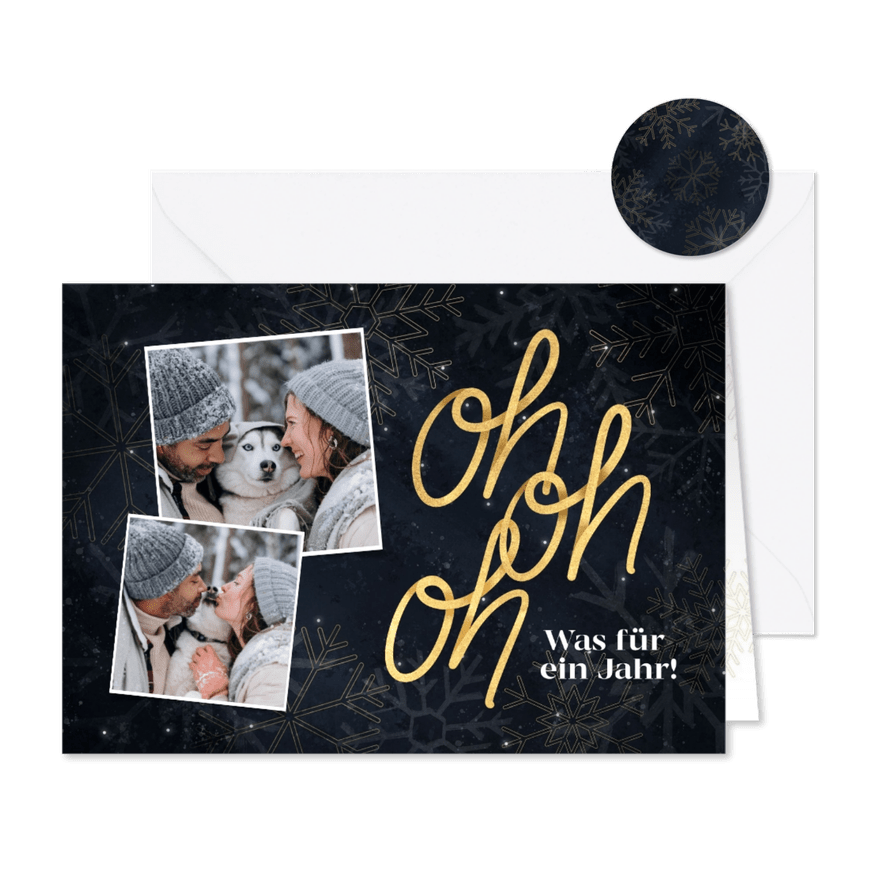Weihnachtskarte Oh, oh, oh - Karteneindruck