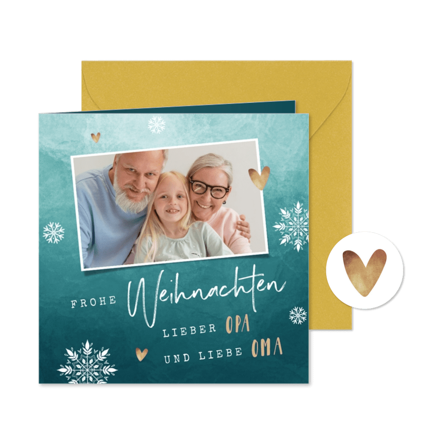 Weihnachtskarte 'Opa und Oma' - Karteneindruck
