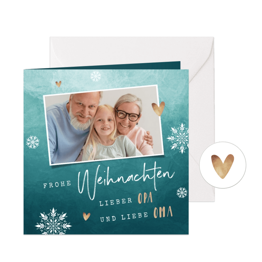 Weihnachtskarte 'Opa und Oma' - Karteneindruck
