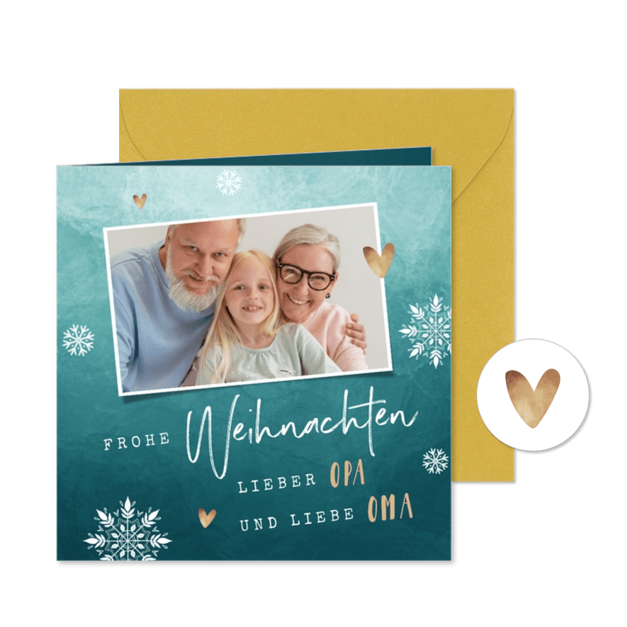 Weihnachtskarte 'Opa und Oma' - Karteneindruck
